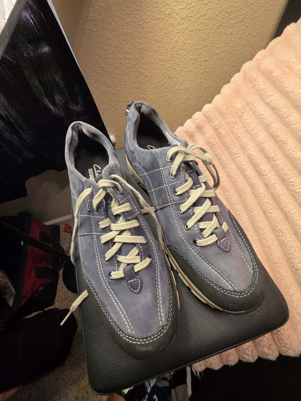 Clarks Wave Walk Outdoor Sneakers Size 8.5W Blue Leather Hiking Shoes
